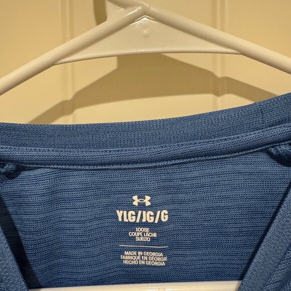 Under Armour Loose Boys Striped Blue T-shirt - size Large - Picture 2 of 4